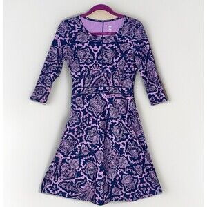 Title Nine Athletic Dress Pink Navy Print Stretch Knit XS Casual Sporty Active